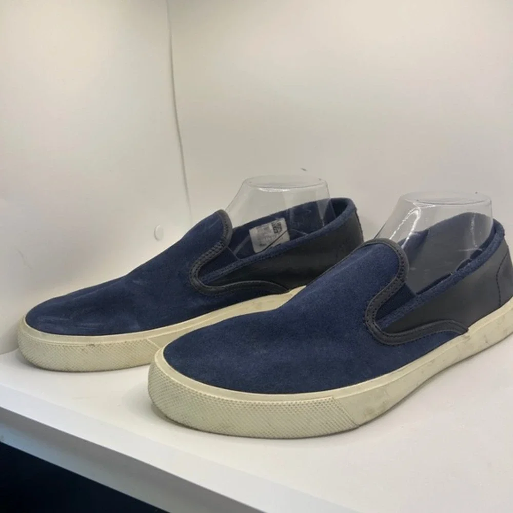Sperry Top-Sider Mens Navy Blue Suede‎ Black Leather Slip On Sneakers STS18455
